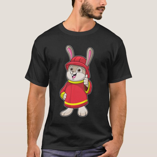 Kaninchen als Feuerwehrmann mit Helm T-Shirt (Vorderseite)