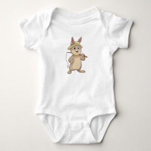 Kaninchen als Fisher mit Angelrute Baby Strampler