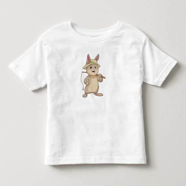 Kaninchen als Fisher mit Angelrute Kleinkind T-shirt (Vorderseite)