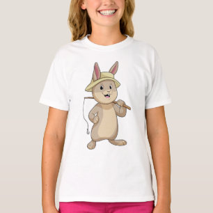 Kaninchen als Fisher mit Angelrute T-Shirt