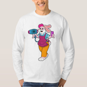 Kaninchen als Friseur mit Fön und Kamin T-Shirt