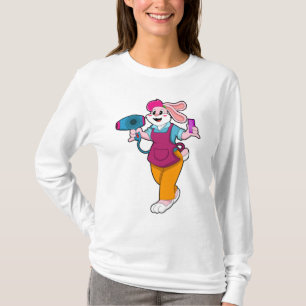 Kaninchen als Friseur mit Fön und Kamin T-Shirt