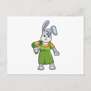 Kaninchen als Friseur mit Haartrockner Postkarte