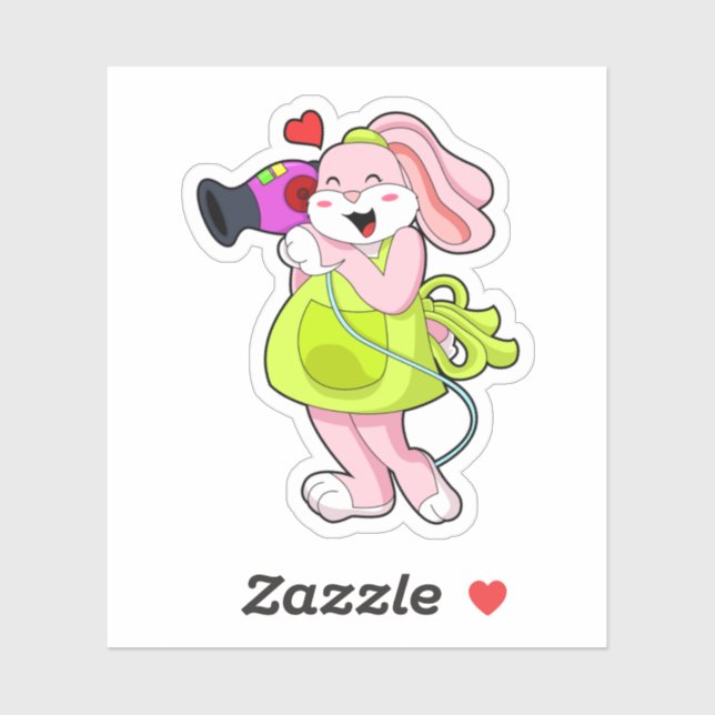 Kaninchen als Frisör Aufkleber (Blatt)