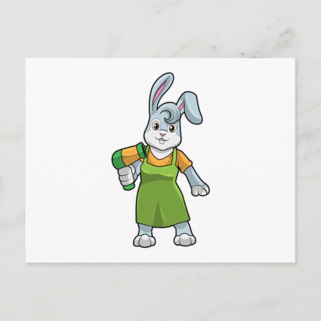 Kaninchen als Frisör Postkarte (Vorderseite)