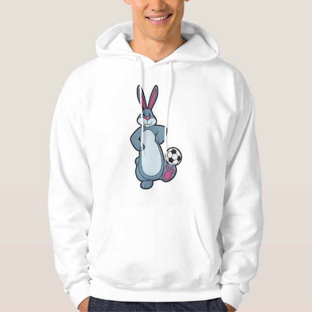 Kaninchen als Fußballspieler mit Fußball Hoodie (Vorderseite)