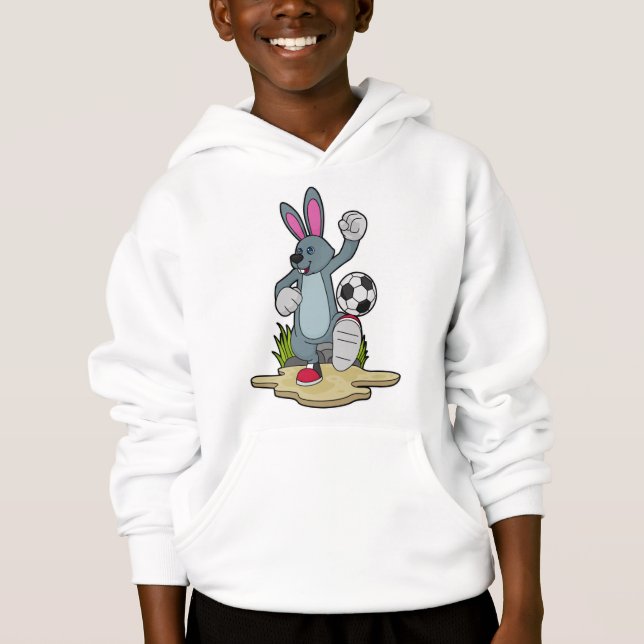 Kaninchen als Fußballspieler mit Fußball Hoodie (Vorderseite)