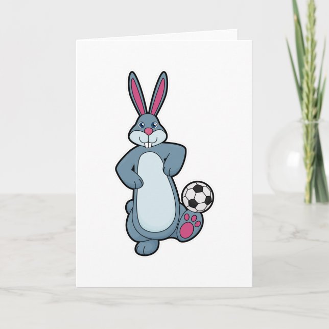 Kaninchen als Fußballspieler mit Fußball Karte (Vorderseite)