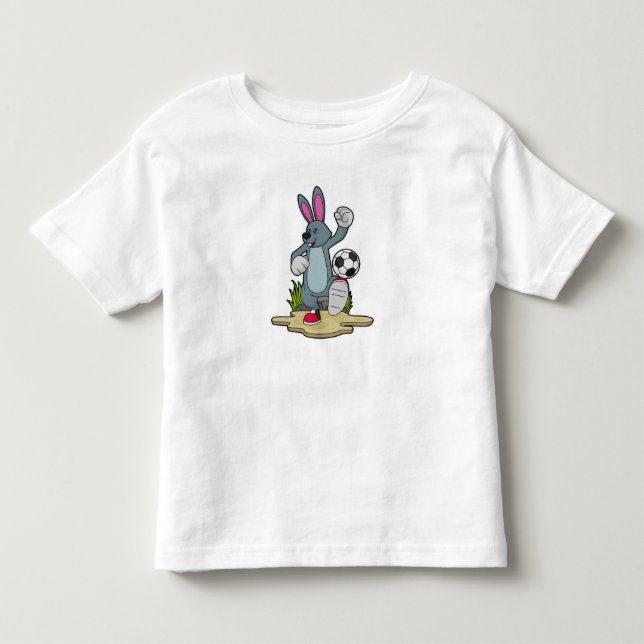 Kaninchen als Fußballspieler mit Fußball Kleinkind T-shirt (Vorderseite)