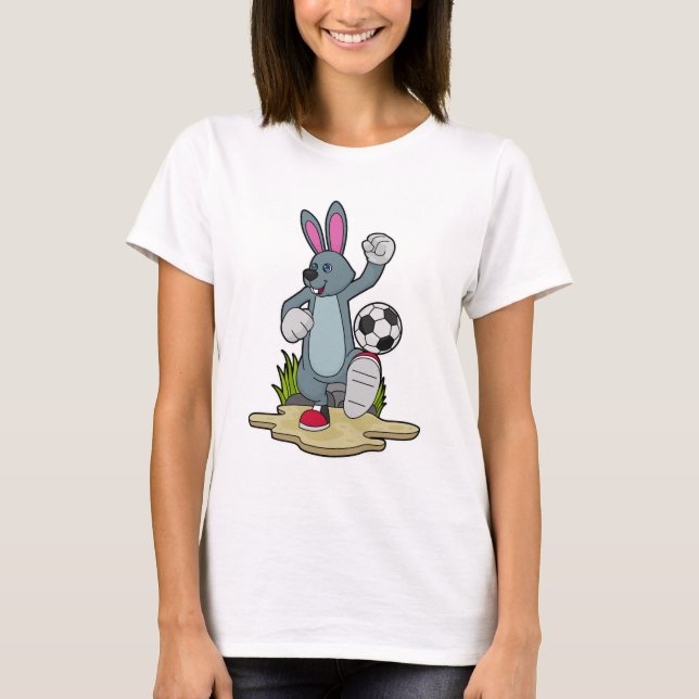 Kaninchen als Fußballspieler mit Fußball T-Shirt (Vorderseite)