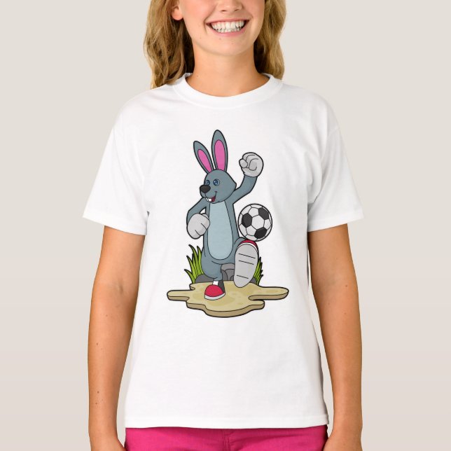 Kaninchen als Fußballspieler mit Fußball T-Shirt (Vorderseite)