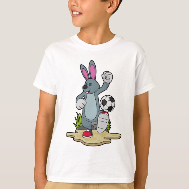 Kaninchen als Fußballspieler mit Fußball T-Shirt (Vorderseite)