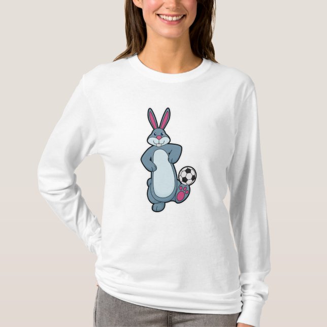 Kaninchen als Fußballspieler mit Fußball T-Shirt (Vorderseite)