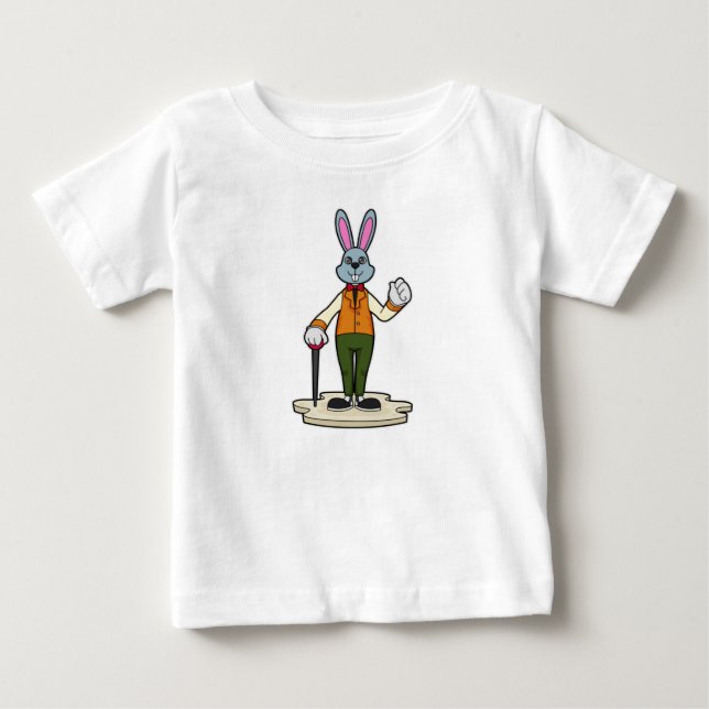 Kaninchen als Gentleman mit Cane Baby T-shirt (Vorderseite)