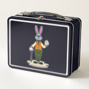 Kaninchen als Gentleman mit Cane Metall Brotdose