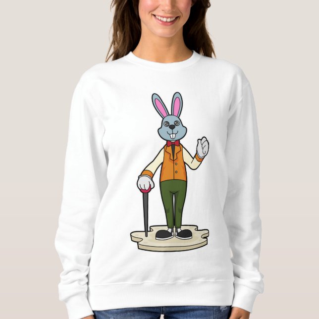 Kaninchen als Gentleman mit Cane Sweatshirt (Vorderseite)