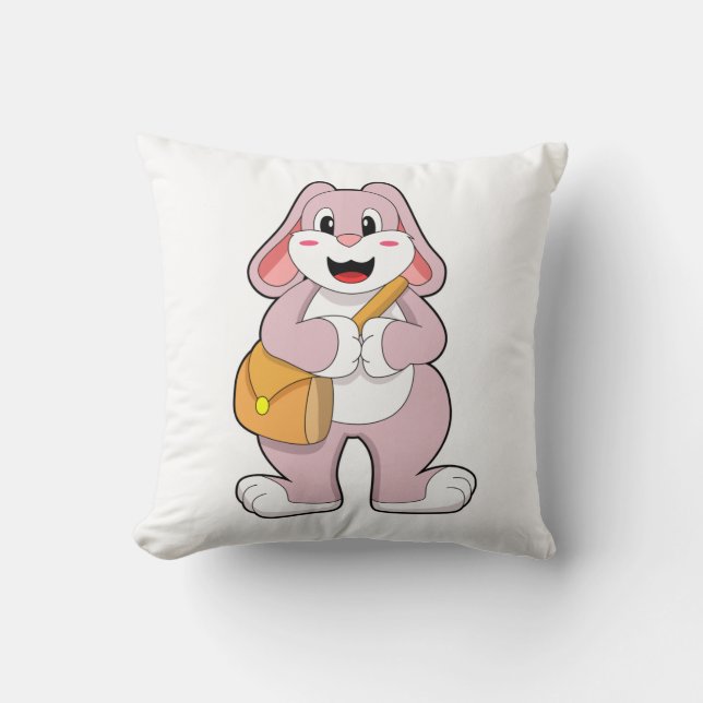 Kaninchen als Hiker mit Tasche Kissen (Vorderseite)