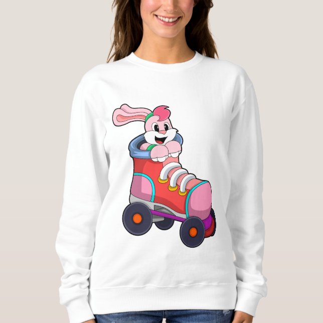 Kaninchen als Inline-Skater mit Inline-Skaten Sweatshirt (Vorderseite)