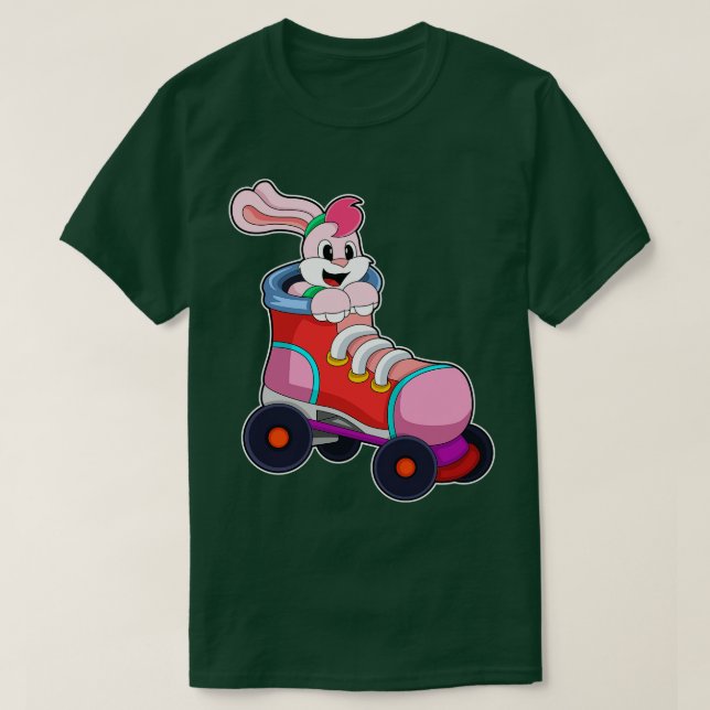 Kaninchen als Inline-Skater mit Inline-Skaten T-Shirt (Design vorne)