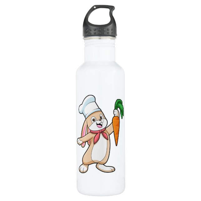 Kaninchen als Koch mit Carrot Edelstahlflasche (Vorderseite)