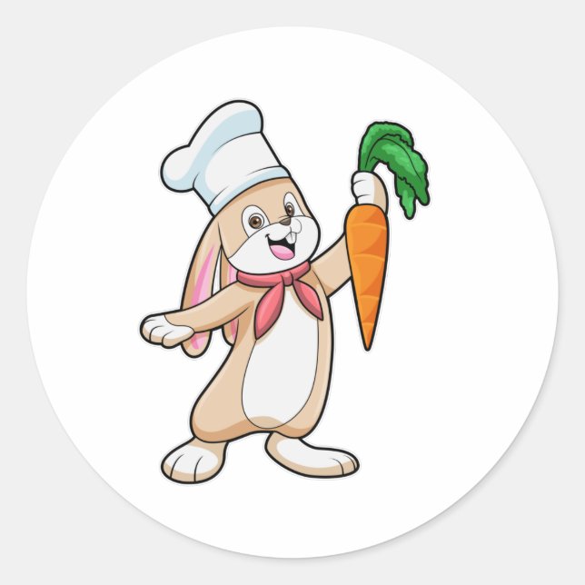 Kaninchen als Koch mit Carrot Runder Aufkleber (Vorderseite)