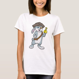Kaninchen als Pirate mit Hakenhand und Piratenhut T-Shirt