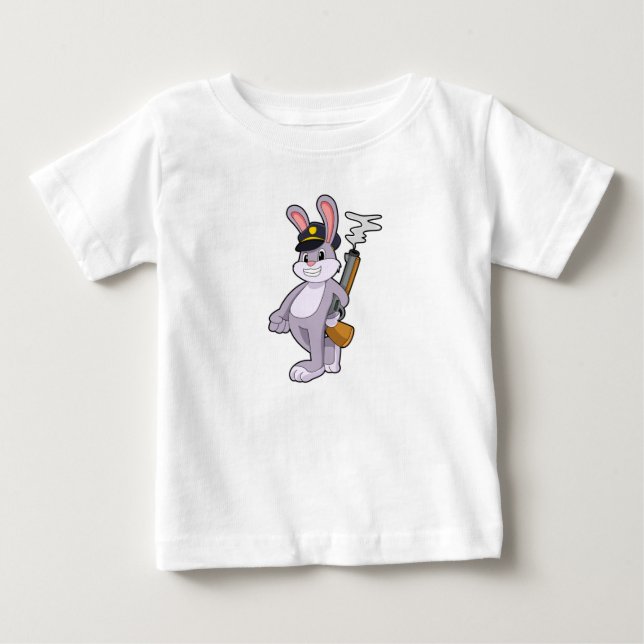 Kaninchen als Polizeibeamter mit Polizeihut Baby T-shirt (Vorderseite)
