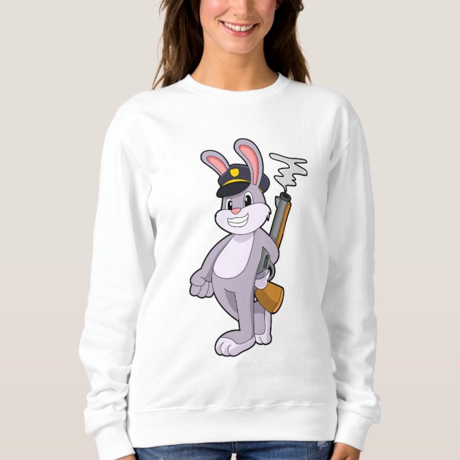 Kaninchen als Polizeibeamter mit Polizeihut Sweatshirt (Vorderseite)