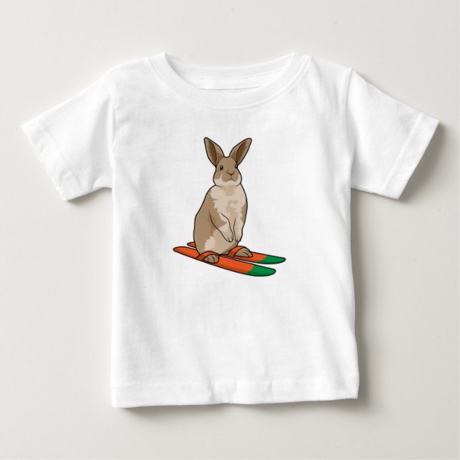 Kaninchen als Skifahrer mit Ski Baby T-shirt (Vorderseite)