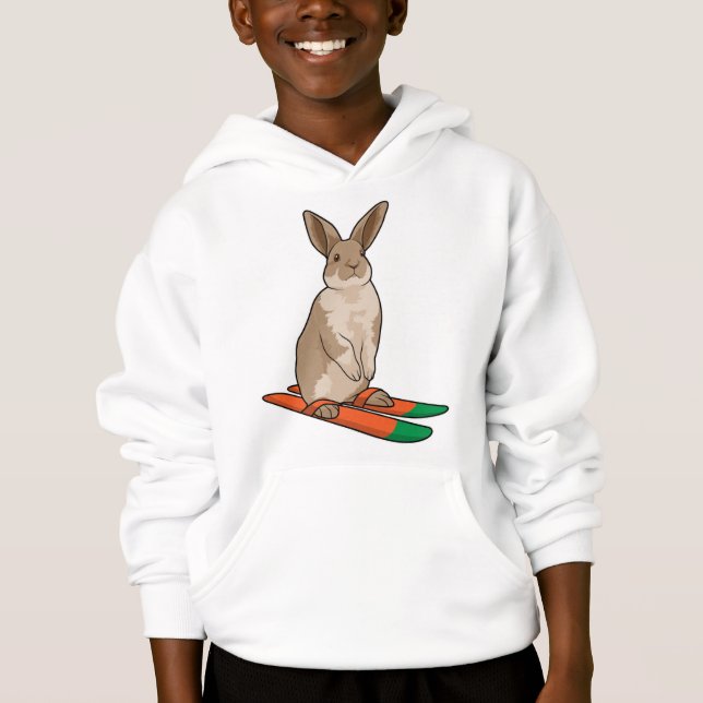 Kaninchen als Skifahrer mit Ski Hoodie (Vorderseite)