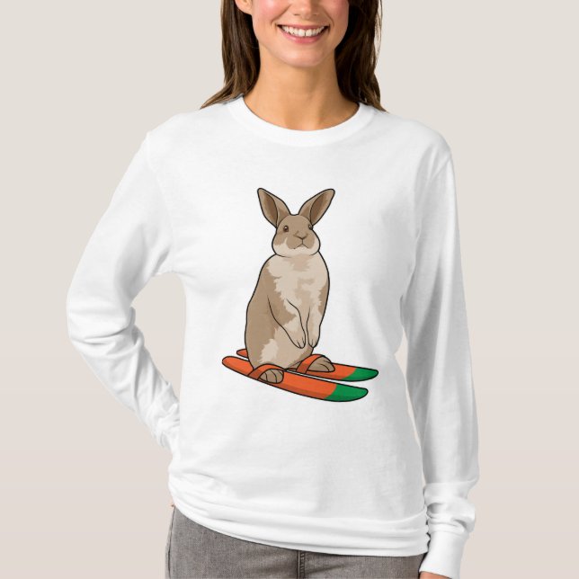 Kaninchen als Skifahrer mit Ski T-Shirt (Vorderseite)