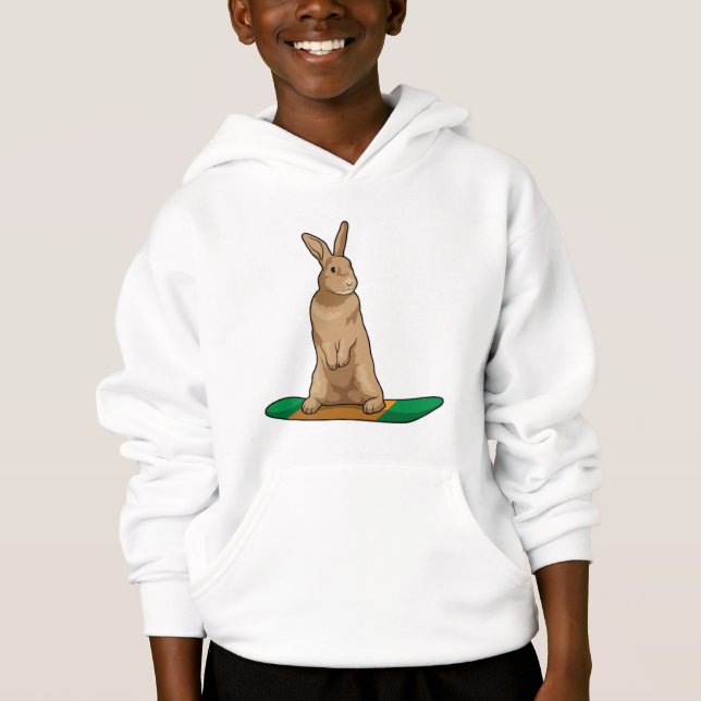 Kaninchen als Snowboarder mit Snowboard Hoodie (Vorderseite)