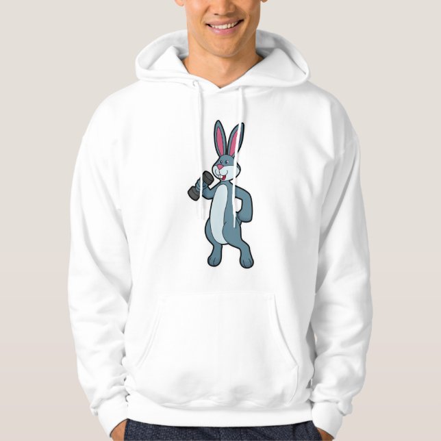 Kaninchen am Krafttraining mit Dumbell Hoodie (Vorderseite)