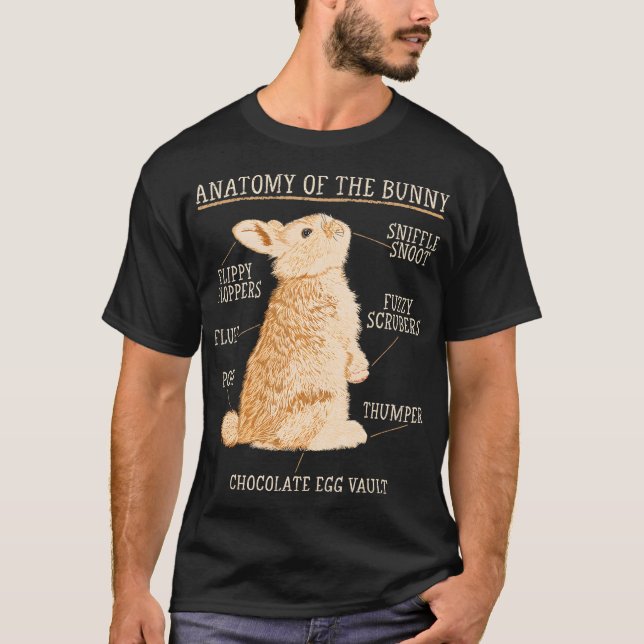 Kaninchen Anatomie Bunny Lover Tierhalter T-Shirt (Vorderseite)