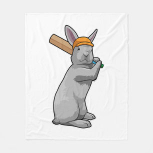 Kaninchen auf Cricket mit Cricket-Schläger Fleecedecke