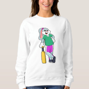Kaninchen auf Cricket mit Cricket-Schläger Sweatshirt