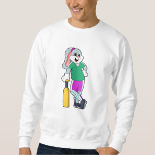 Kaninchen auf Cricket mit Cricket-Schläger Sweatshirt