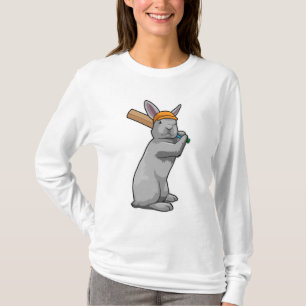 Kaninchen auf Cricket mit Cricket-Schläger T-Shirt