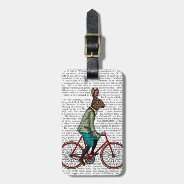 Kaninchen auf dem Fahrrad 2 Gepäckanhänger (Vorderseite vertikal)