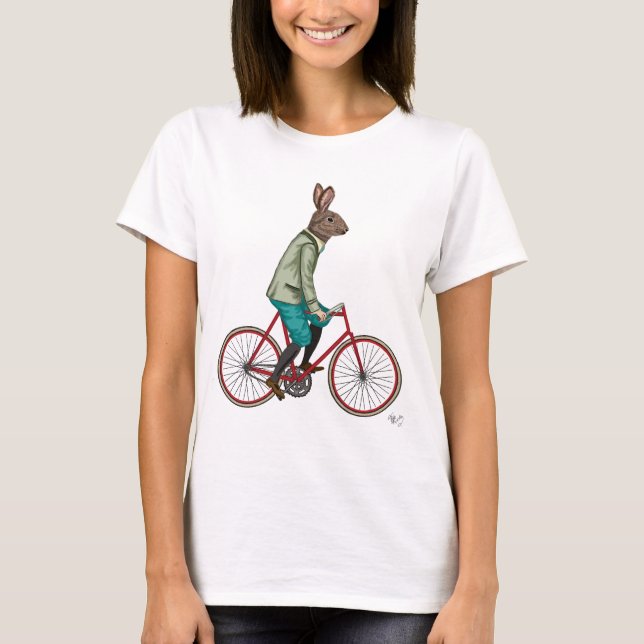 Kaninchen auf dem Fahrrad 3 T-Shirt (Vorderseite)