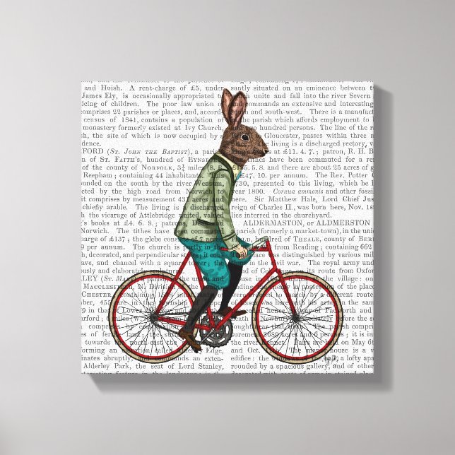 Kaninchen auf dem Fahrrad Leinwanddruck (Vorderseite)