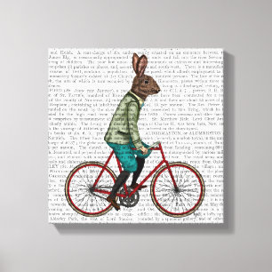 Kaninchen auf Fahrrad Leinwanddruck