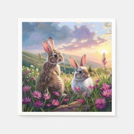 Kaninchen auf Friedlichem Abend Serviette