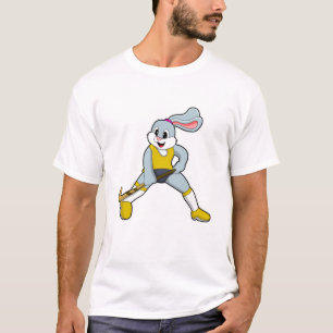 Kaninchen auf Hockey mit Hockey-Fledermaus T-Shirt