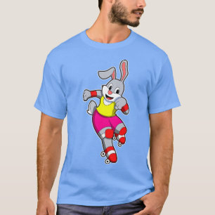 Kaninchen auf Inline-Skaten mit Inline-Skaten Helm T-Shirt