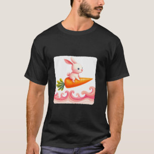 Kaninchen auf karottenförmige Surfbrett Karotte W T-Shirt