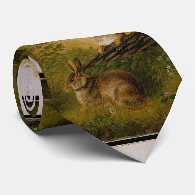 Kaninchen auf Log Necktie Krawatte (Gerollt)