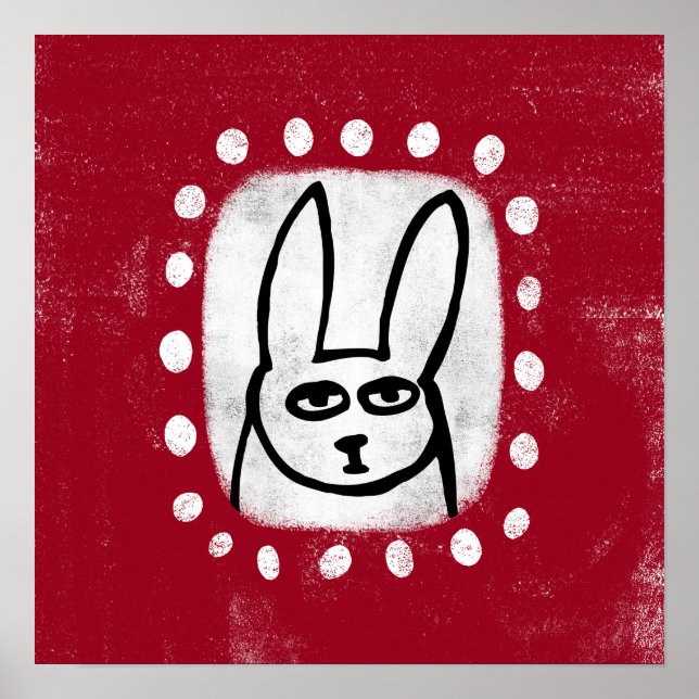 Kaninchen auf Red Poster Wall Art (Vorne)