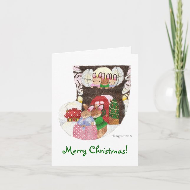 Kaninchen auf Zuhause für Weihnachtskarten Feiertagskarte (Vorderseite)