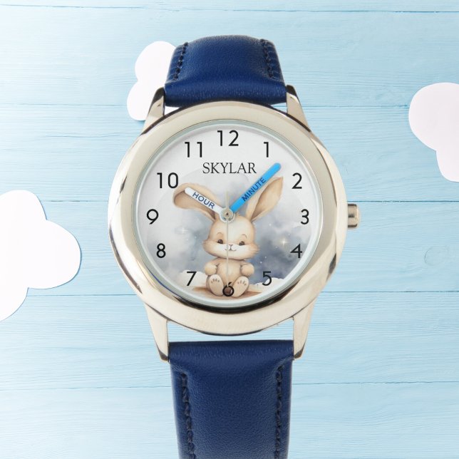 Kaninchen-Babybeige-Himmel-Kinderzimmer Armbanduhr (Von Creator hochgeladen)